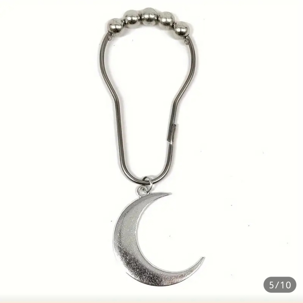 Silver Moon and Sun Shower Curtain Hooks - Picture 4 of 8